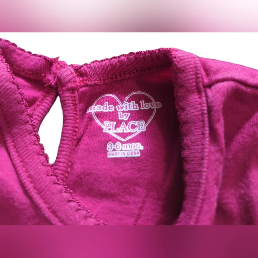 The Children's Place Pink Love Heart Bodysuit Size 3-6 Months.